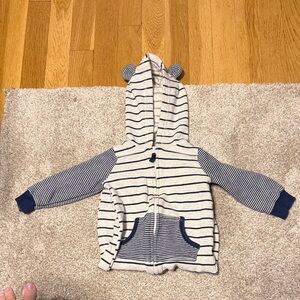 Carter's Striped Hooded Footie in Navy and Cream